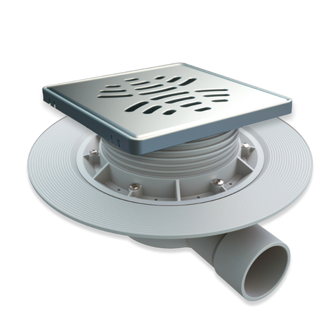 Sumidero para plato de ducha de obra, salida horizontal. Rejilla 150 mm de Acero Inoxidable. Sifón 50 mm.