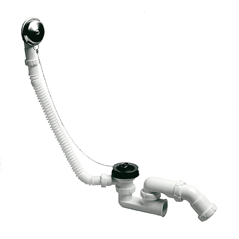 Desagüe bañera sifonico flexible autolimpiante, salida orientable con tuerca Ø40
