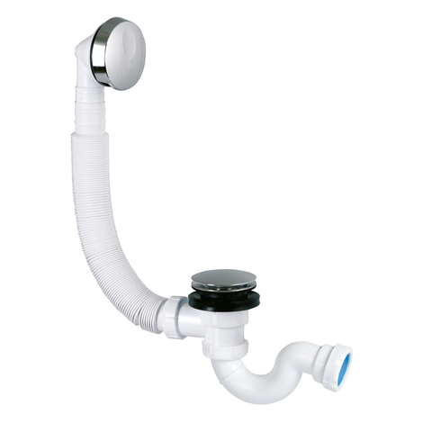 Desagüe bañera sifonico flexible, salida orientable con tuerca Ø40
