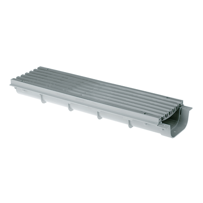Canaleta con rejilla TRANSITABLE, altura reducida 64 mm, ancho 130