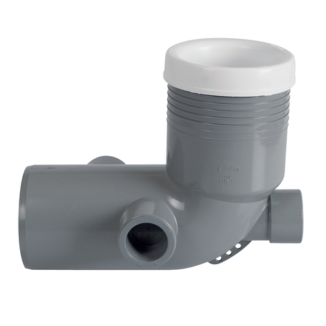 Manguito inodoro acodado con tomas aux.