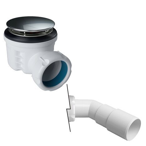 Shallow shower tray waste outlet in Ø70. For smooth pipes.