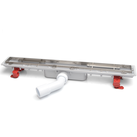 Canaleta Linnum para plato de ducha de obra. Altura reducida. Ancho 50 mm. Sifón 30 mm. Salida orientable. SIN REJILLA. CERCO OCULTO