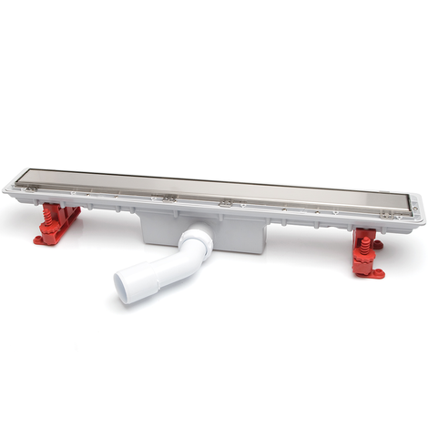 Canaleta Linnum para plato de ducha de obra. Sifón 50 mm. Salida orientable. Ancho 50 mm. Rejilla SOFT. CERCO OCULTO