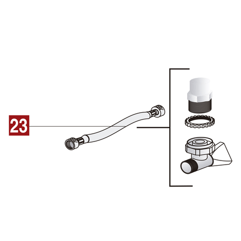 INEO - Latiguillo con juntas + Llave de alimentación en escuadra