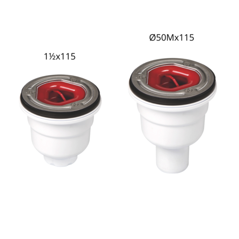 Válvula para plato ducha, sifón de 50 mm con brida metálica de fijación