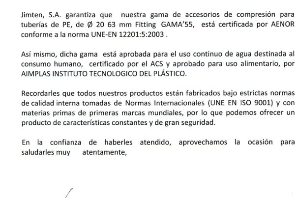 DPTO CALIDAD USO ALIMENTARIO FITTING