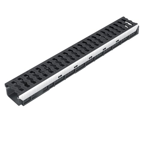 Canaleta con protección de acero galvanizado con 2 rejillas de fundición. Altura 80, clase C-250 Canaleta con protección de acero galvanizado con 2 rejillas de fundición. Altura 80, clase C-250