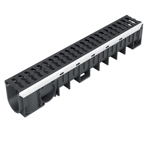 Canaleta reforzada con protección de acero galvanizado con 2 rejillas de fundición. Altura 170, clase C-250 Canaleta reforzada con protección de acero galvanizado con 2 rejillas de fundición. Altura 170, clase C-250