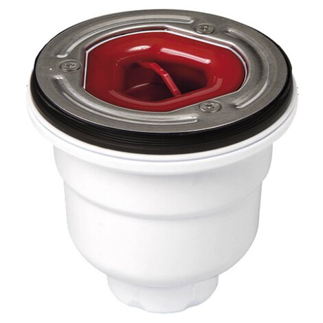 Válvula para plato ducha, sifón de 50 mm con brida metálica de fijación