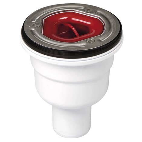 Válvula para plato ducha, sifón de 50 mm con brida metálica de fijación
