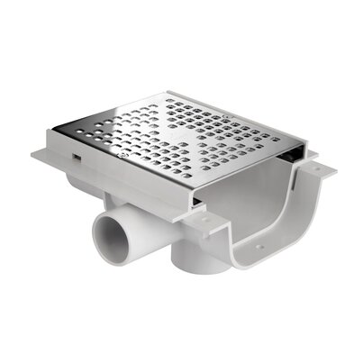 Canaleta peatonal con rejilla ac.inox y salidas pretroqueladas, altura reducida 64 mm, ancho 130