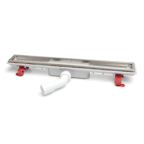 Canaleta Linnum para plato de ducha de obra. Altura reducida. Ancho 50 mm. Sifón 30 mm. Salida orientable. SIN REJILLA. CERCO VISIBLE y lámina impermeabilizante Canaleta Linnum para plato de ducha de obra. Altura reducida. Ancho 50 mm. Sifón 30 mm. Salida orientable. SIN REJILLA. CERCO VISIBLE y lámina impermeabilizante
