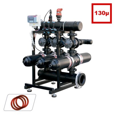 Batería de filtros automáticos doble cuerpo 3” 130 micras. <b>Configuración horizontal</b>
