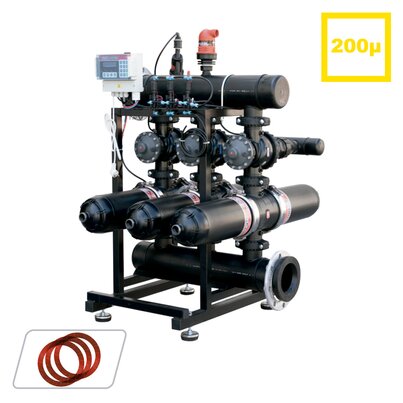 Batería de filtros automáticos doble cuerpo 3” 200 micras. <b>Configuración horizontal</b>