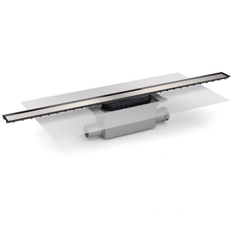 Canaleta Linnum de ancho 40 mm para plato de ducha de obra. Salida lateral encolar 40H/50M. Sifón 50 mm.Embellecedor acero inoxidable. Con lámina geotextil fijada Canaleta Linnum de ancho 40 mm para plato de ducha de obra. Salida lateral encolar 40H/50M. Sifón 50 mm.Embellecedor acero inoxidable. Con lámina geotextil fijada