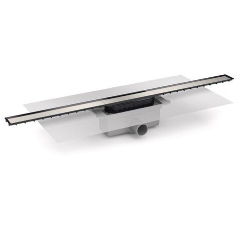 Canaleta Linnum de ancho 40 mm para plato de ducha de obra. Salida FRONTAL encolar 40H/50M. Sifón 30 mm. Con lámina geotextil fijada Canaleta Linnum de ancho 40 mm para plato de ducha de obra. Salida FRONTAL encolar 40H/50M. Sifón 30 mm. Con lámina geotextil fijada