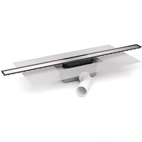 Canaleta Linnum de ancho 40 mm para plato de ducha de obra. Salida FRONTAL ORIENTABLE 40/50M. Sifón 30 mm. Con lámina geotextil fijada Canaleta Linnum de ancho 40 mm para plato de ducha de obra. Salida FRONTAL ORIENTABLE 40/50M. Sifón 30 mm. Con lámina geotextil fijada