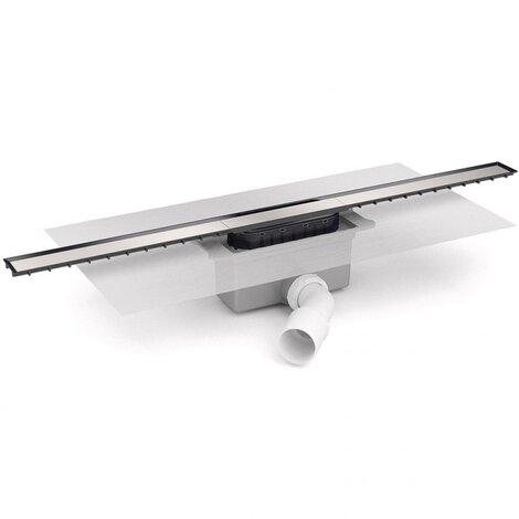 Canaleta Linnum de ancho 40 mm para plato de ducha de obra. Salida FRONTAL ORIENTABLE 40/50M. Sifón 50 mm. Con lámina geotextil fijada Canaleta Linnum de ancho 40 mm para plato de ducha de obra. Salida FRONTAL ORIENTABLE 40/50M. Sifón 50 mm. Con lámina geotextil fijada