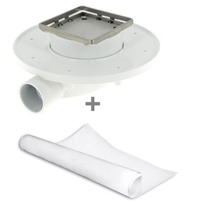 <b>MAGNETECH</B> Sumidero compacto para plato de ducha obra. Marco rellenable. Con lámina impermeabilizante de tela geotextil 2x1.5m.