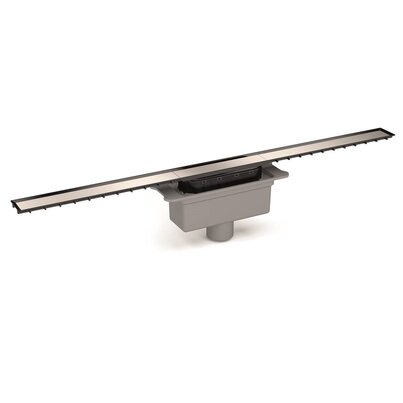 Channel with grid 40mm widht for masonry built shower. Lateral orientable outlet 40M/50M. 30 mm trap. Grid in Stainless Steel.