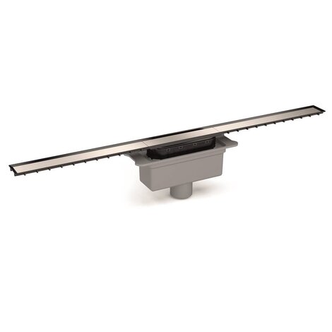 Channel with grid 40mm widht for masonry built shower. Lateral orientable outlet 40M/50M. 30 mm trap. Grid in Stainless Steel. Channel with grid 40mm widht for masonry built shower. Lateral orientable outlet 40M/50M. 30 mm trap. Grid in Stainless Steel.