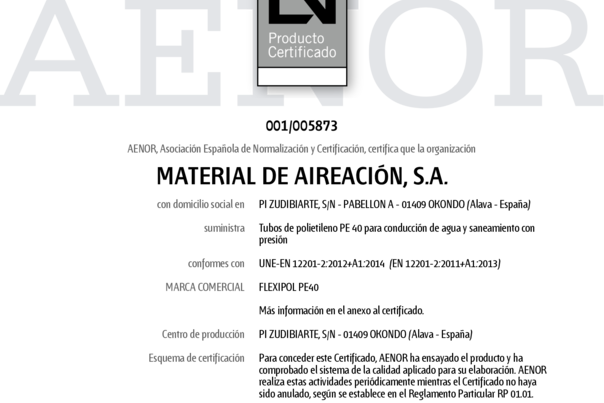 FLEXIPOL PE40 UNE EN 12201