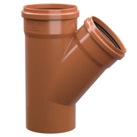 Derivación macho/hembra 45°, reducida al centro, con junta labiada