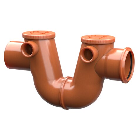 Sifón con registro macho/hembra, con junta labiada.