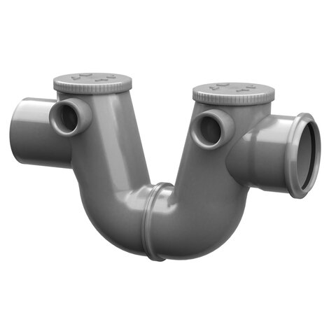 Sifón con registro macho/hembra, con junta labiada.