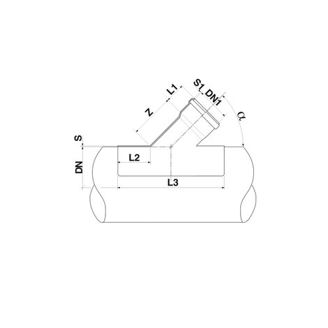 Toma injerto encolado a 45°, con junta labiada
