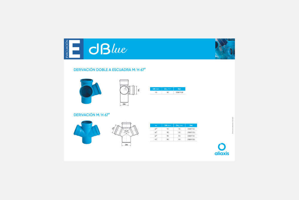 Ficha Técnica dBlue - Derivación doble a escuadra