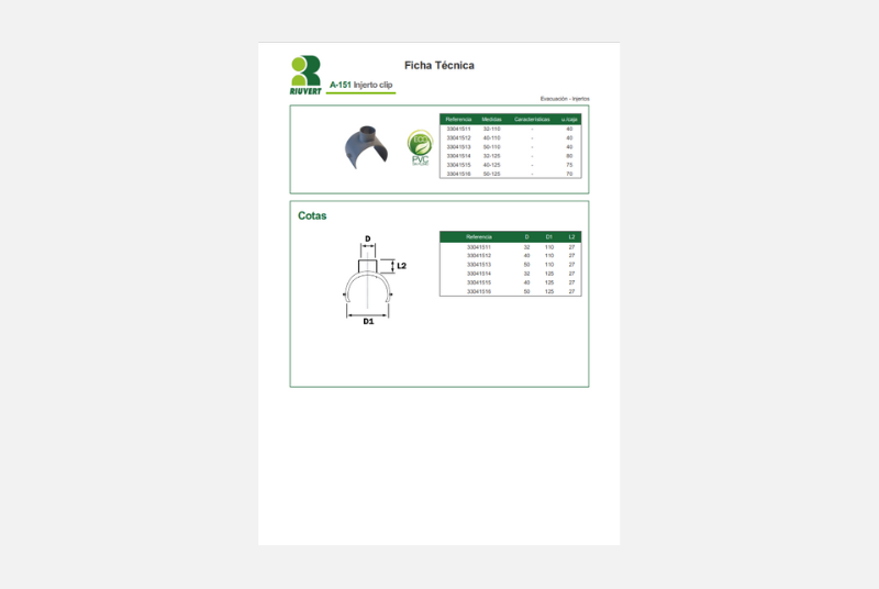 Ficha Técnica A-151 Injerto clip