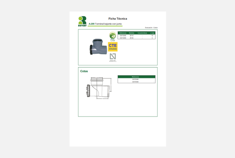Ficha Técnica A-209 Terminal bajante con junta