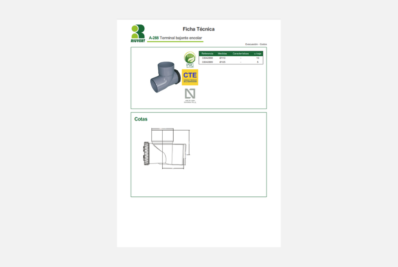 Ficha Técnica A-288 Terminal bajante encolar