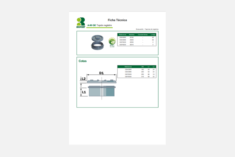 Ficha Técnica A-90 GE Tapón registro