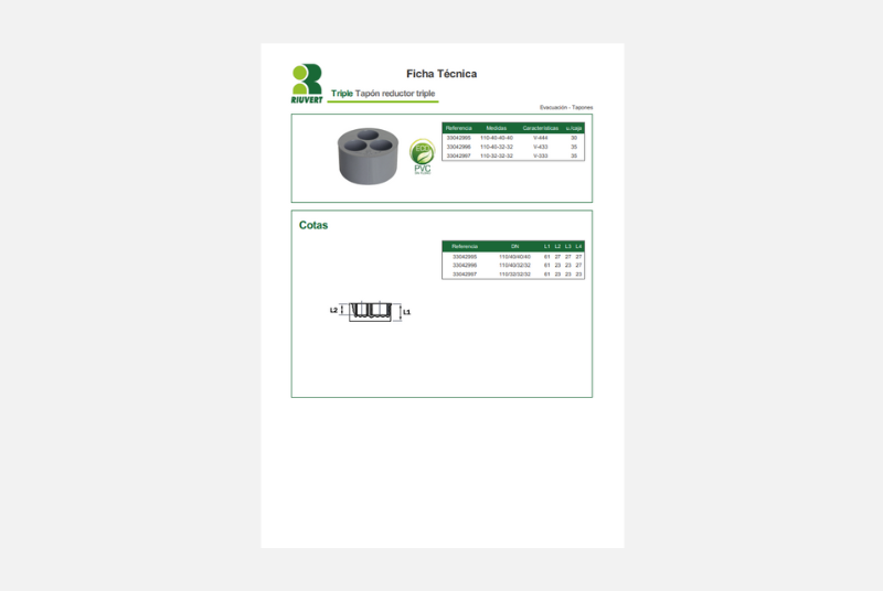 Ficha Técnica Triple Tapón reductor triple