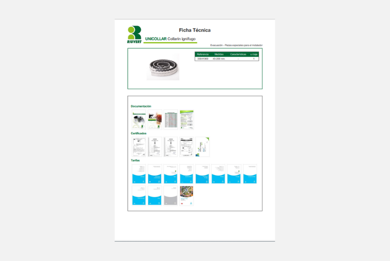 Ficha Técnica UNICOLLAR Collarín ignífugo