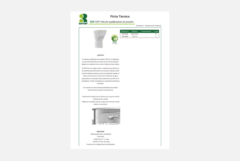 Ficha Técnica CEP Válvula equilibradora de presión