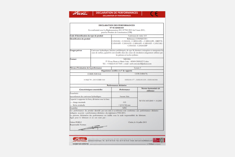 Certificado - EU-CE-Declaración de prestaciones Connecto