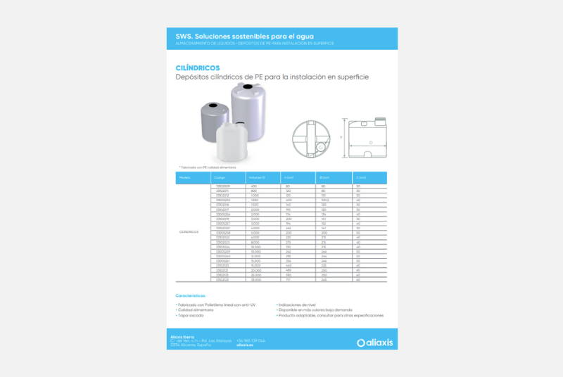 Ficha Técnica Depósitos Superficie Vertical PE Cilíndricos