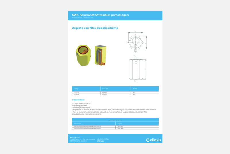 Ficha Técnica Arqueta con Filtro Oleoabsorvente