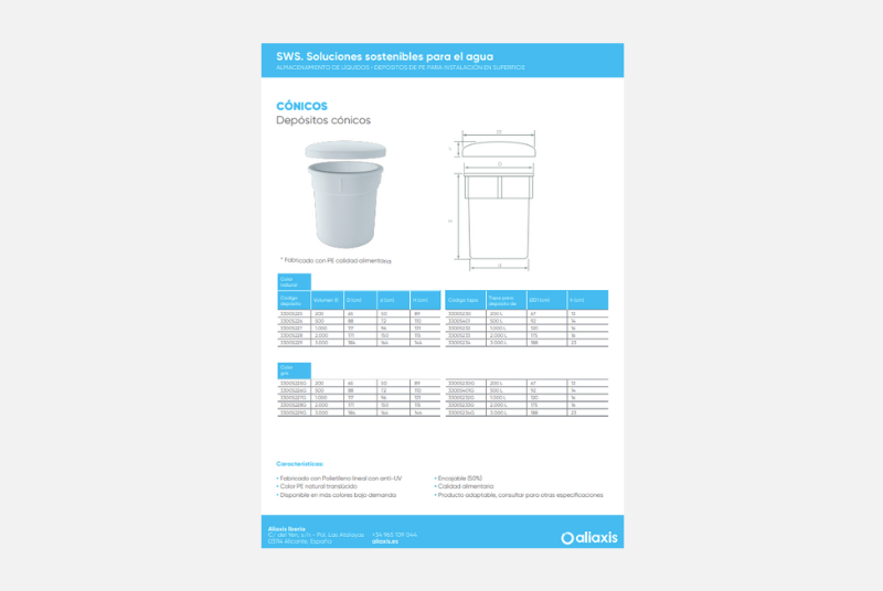 Ficha Técnica Depósitos Superficie Cónico