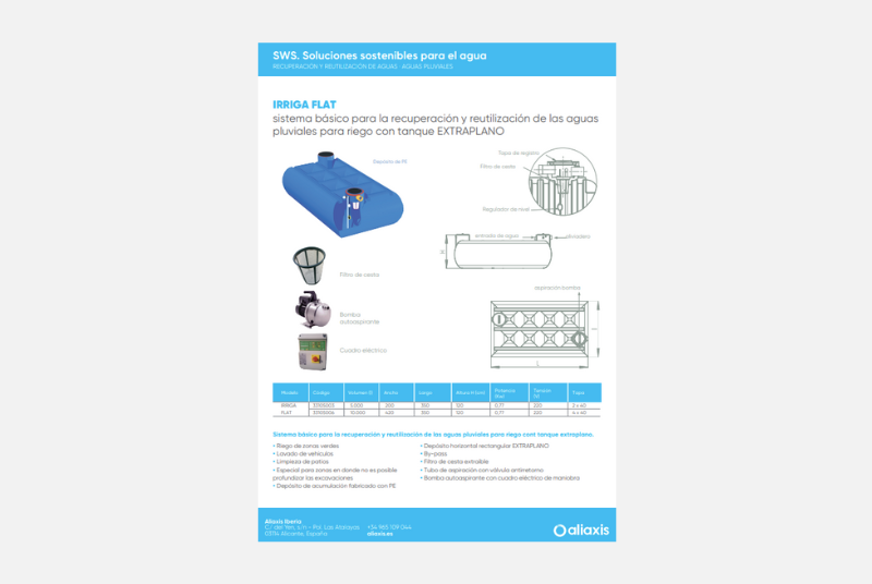 Ficha Técnica - Reutilización de Pluviales  - IRRIGA FLAT