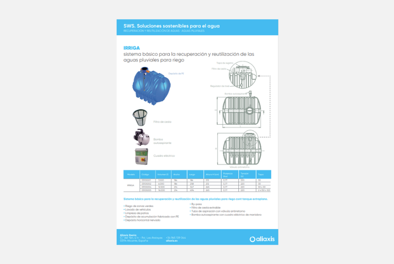 Ficha Técnica - Reutilización de Pluviales  - IRRIGA