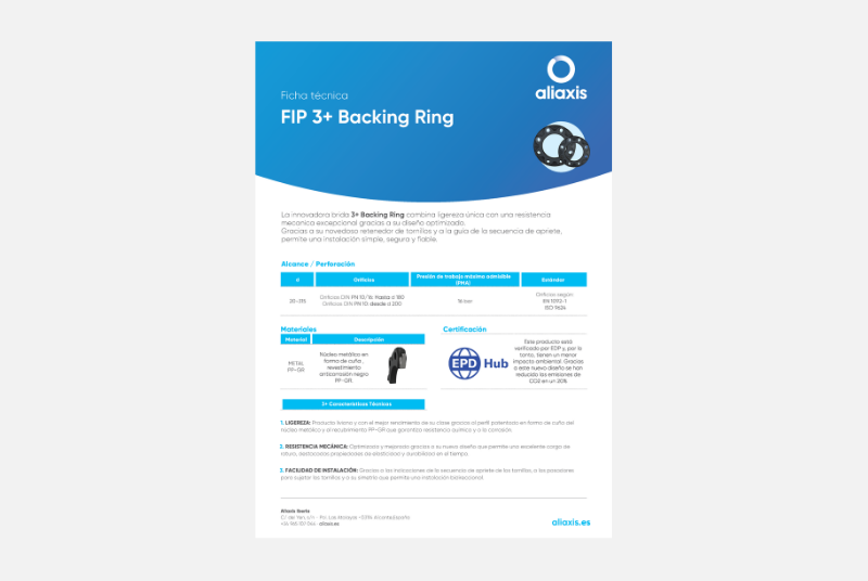 Ficha Técnica Brida FIP 3+ Backing Ring