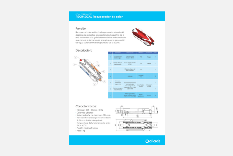 Ficha técnica - Recuperador de calor