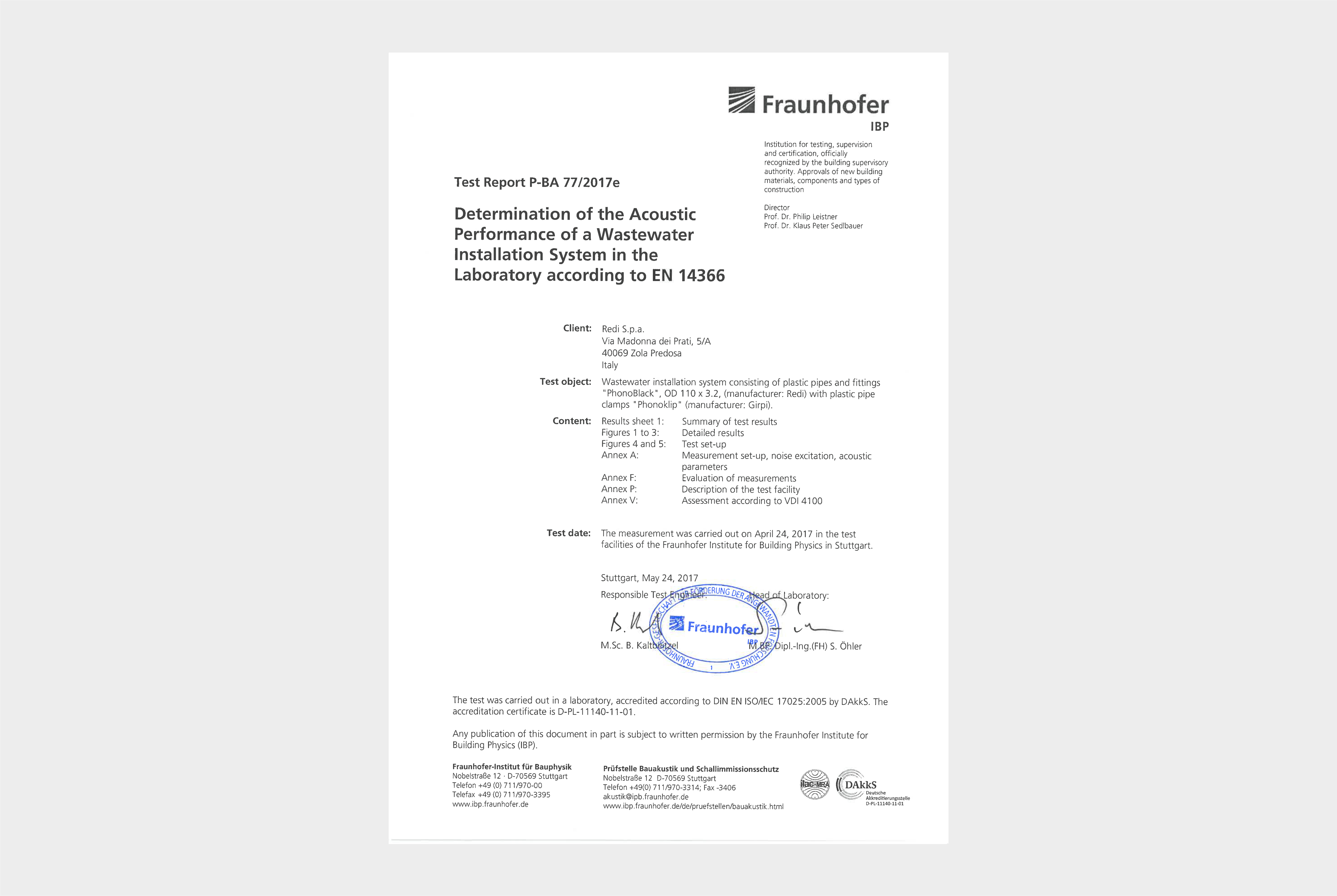 Phonoblack- Fraunhofer Phonoklip- test acustico extendido EN14366- Inglés