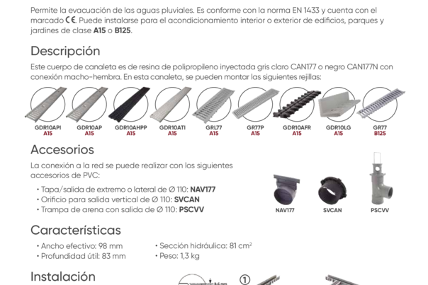 Ficha Técnica  - CAN177 - Canal de 1 m de PVC