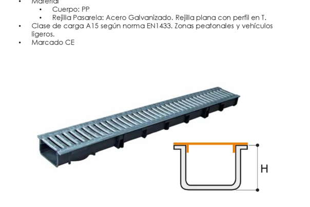 Ficha Técnica WCB13PP - Canaleta 1m con rejilla pasarela Canaleta